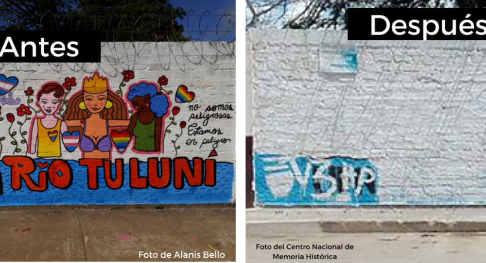 Mural honouring transgender victims in Chaparral, Tolima erased